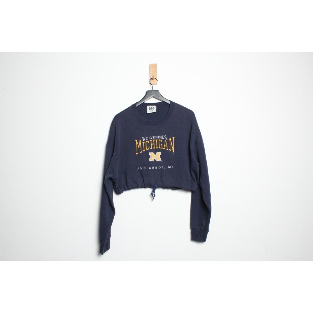 Vintage 90s USA-Made Lee University Michigan Wolverines Crop Top Sweatshirt - XL